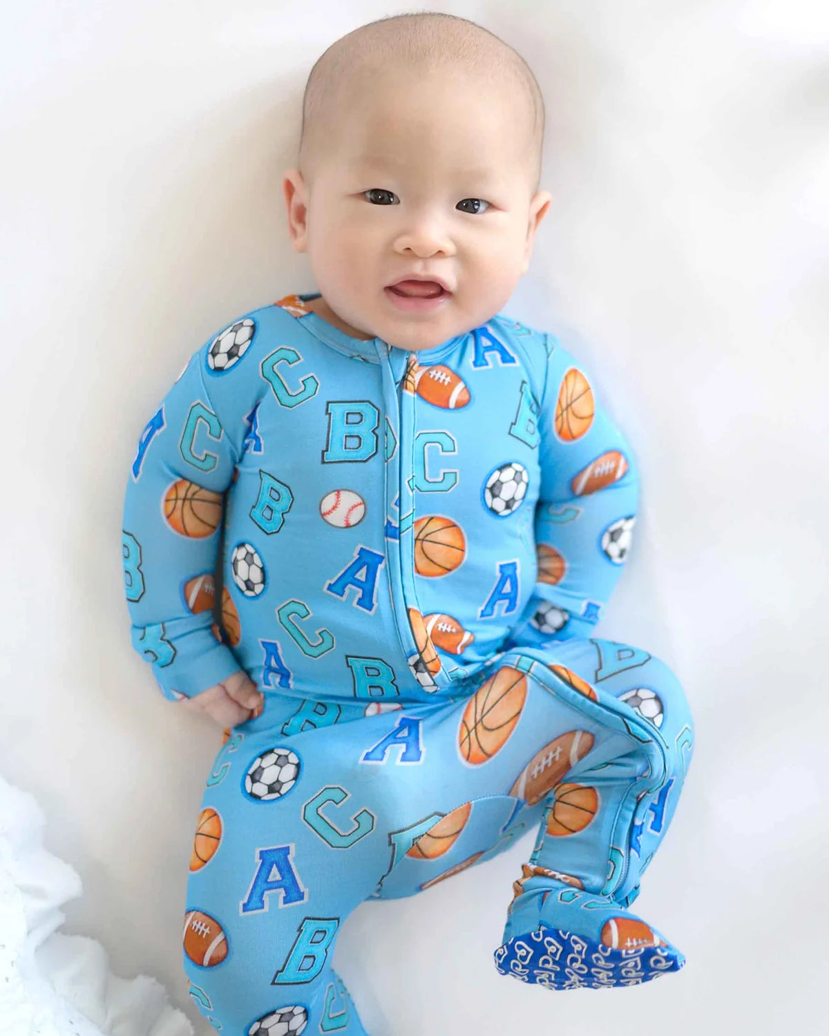 Lev Baby Zipper Footie / Sports Alphabet (Andrew)
