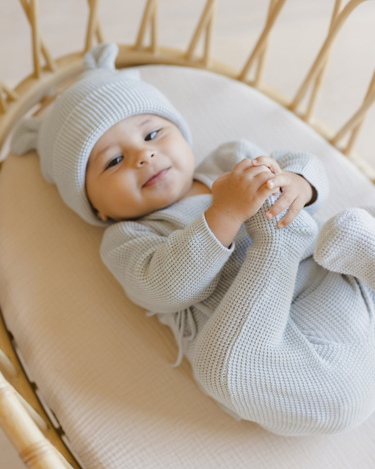 Quincy Mae Baby Bear Beanie / Ice Blue