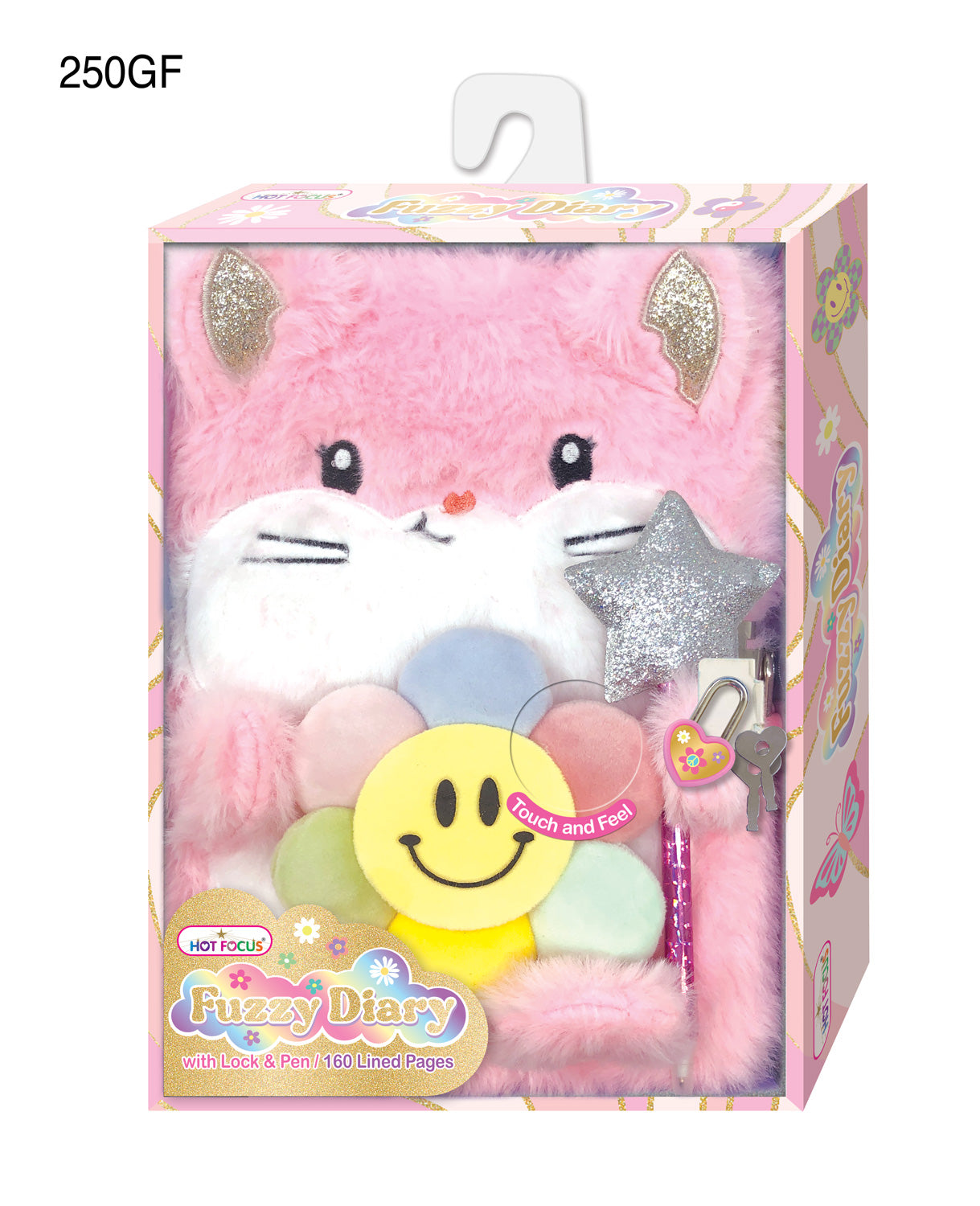 Groovy Flower Lock & Keys Fuzzy Diary