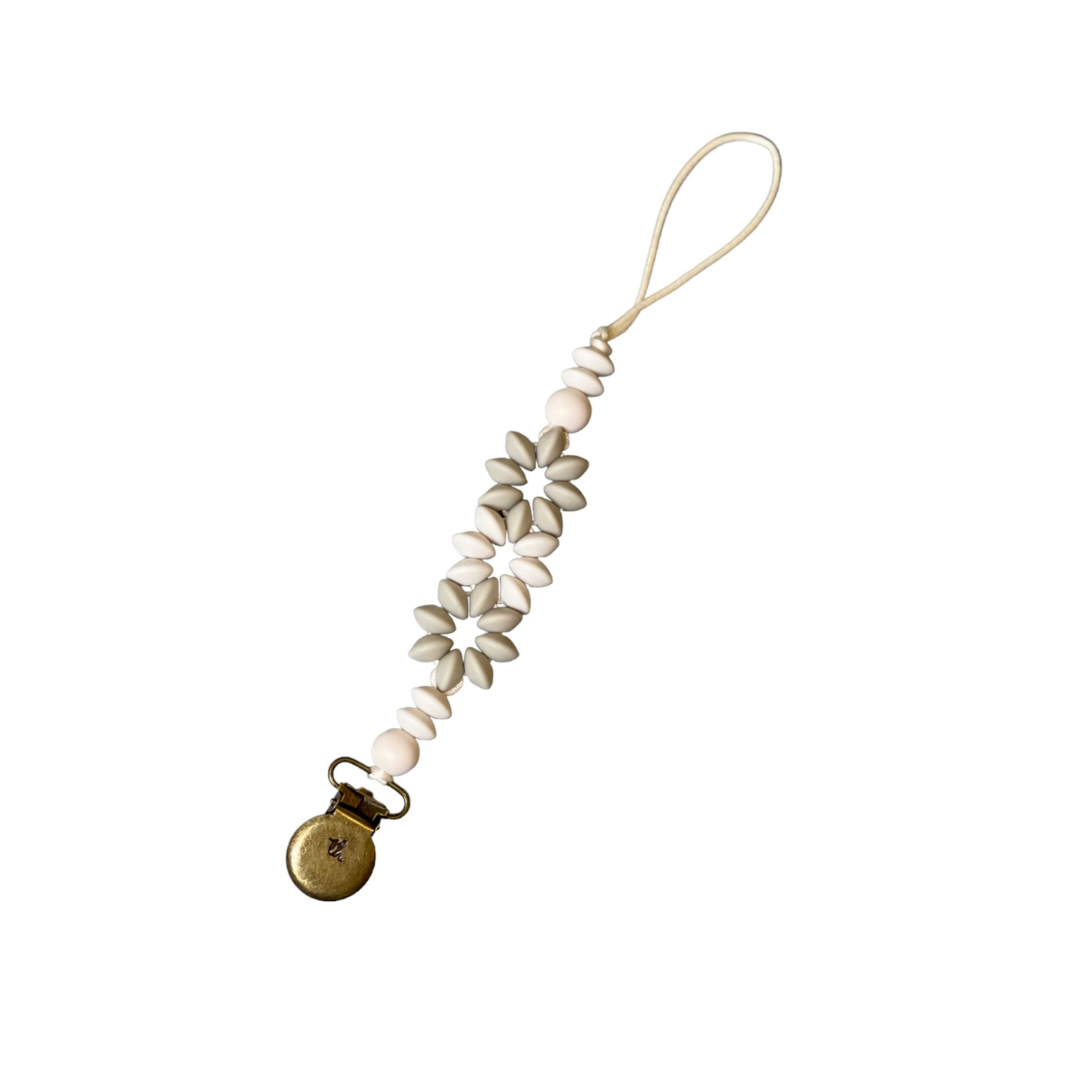 Grande Aster Pacifier & Toy Clip - Taupe