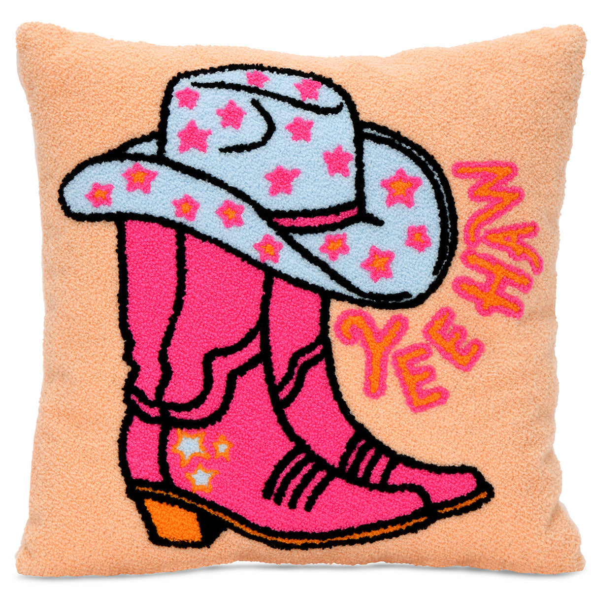 Plush Chenille Cowgirl Boots YEEHAW Pillow