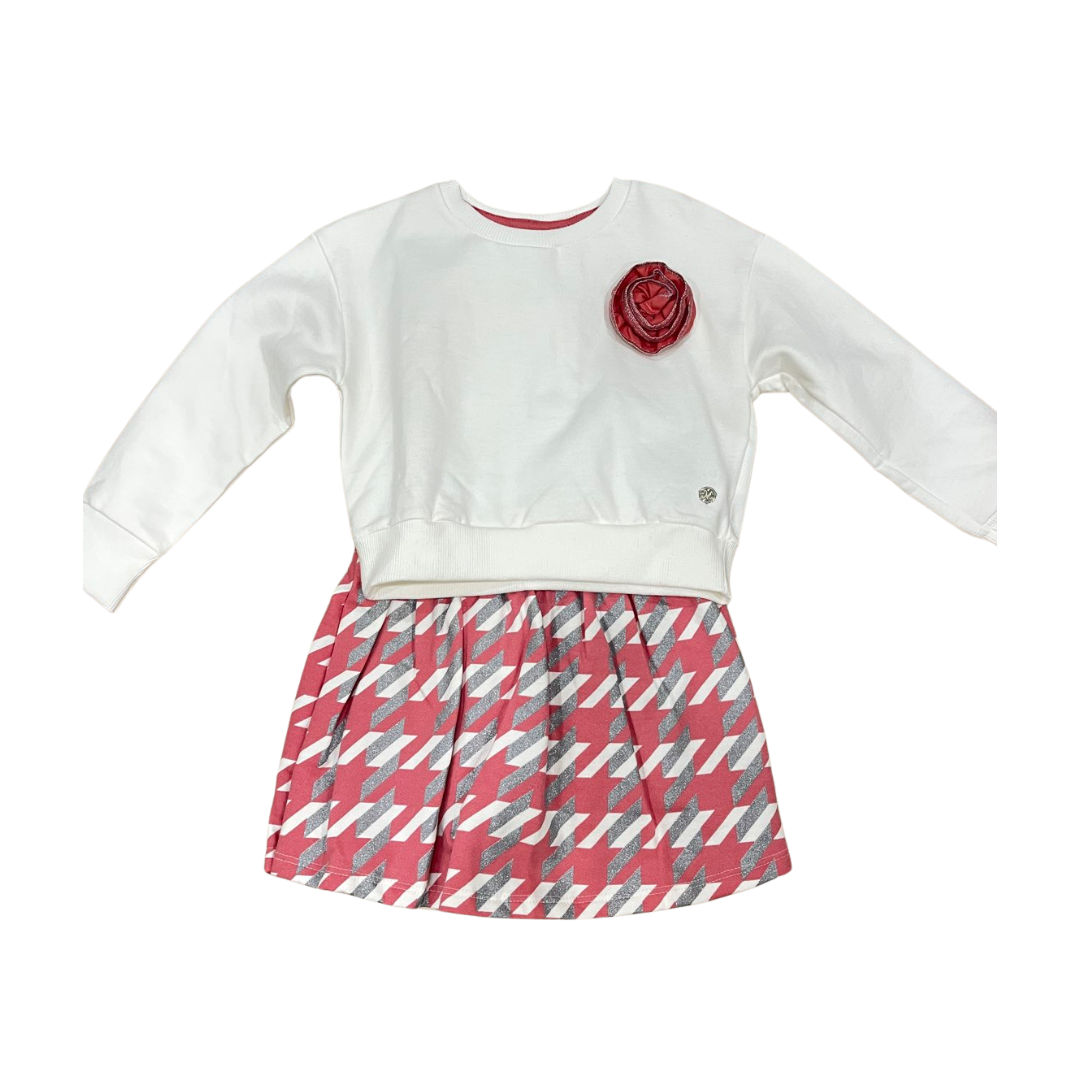 Ivory Sweater + Plaid Skirt Set