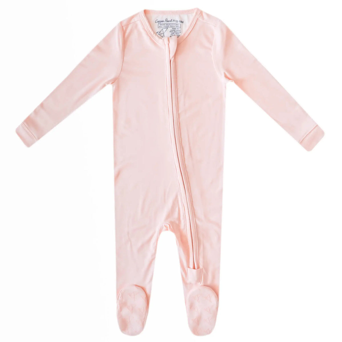 Copper Pearl Zip-Up Footie / Blush