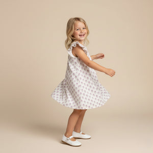 Organic Short Sleeve Flutter Dress / Lavender