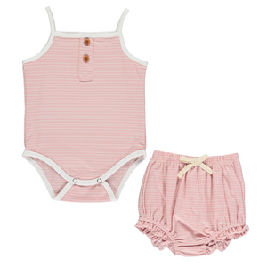 Vignette Karter Onesie + Remi Bloomer Set / Pink Stripes