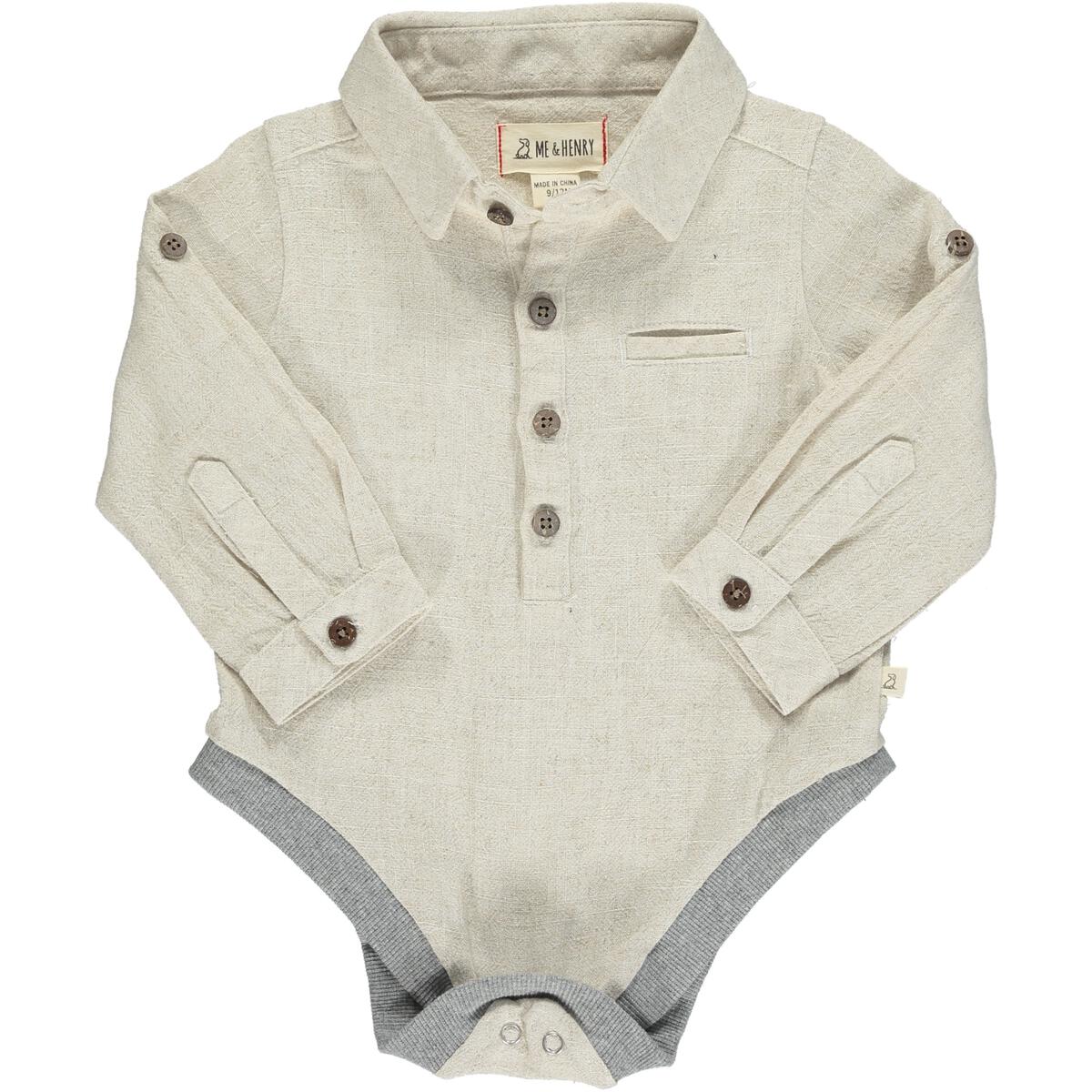 Me & Henry Jasper Woven Onesie / Cream Cotton