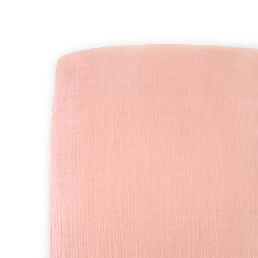 Little Unicorn Cotton Muslin Crib Sheet / Rose Petal