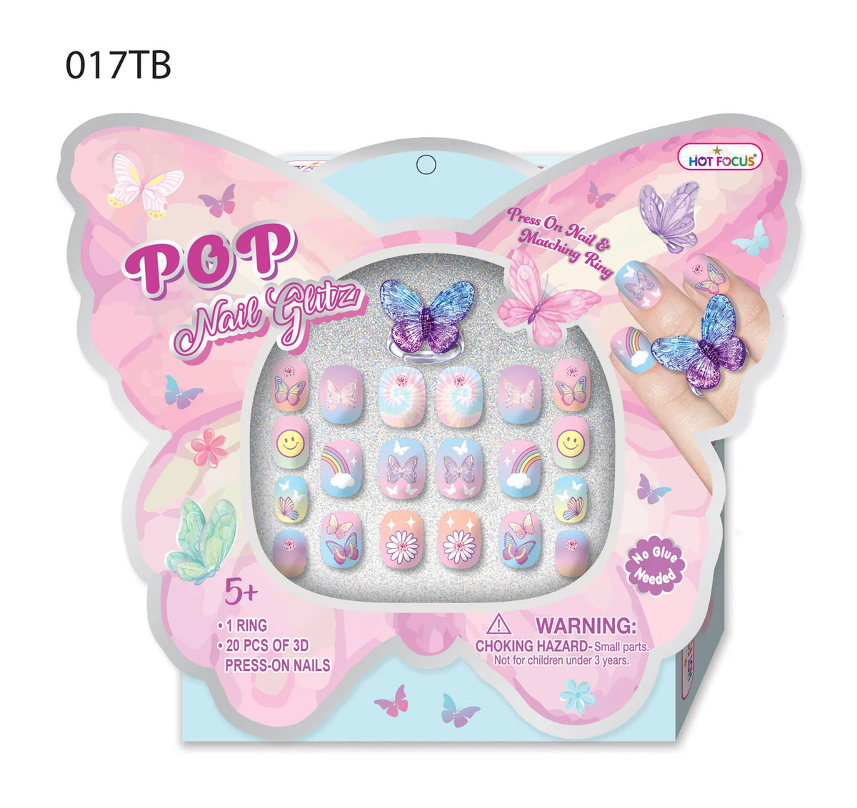 Tie Dye Butterfly Pop Nail Glitz Kit & Ring