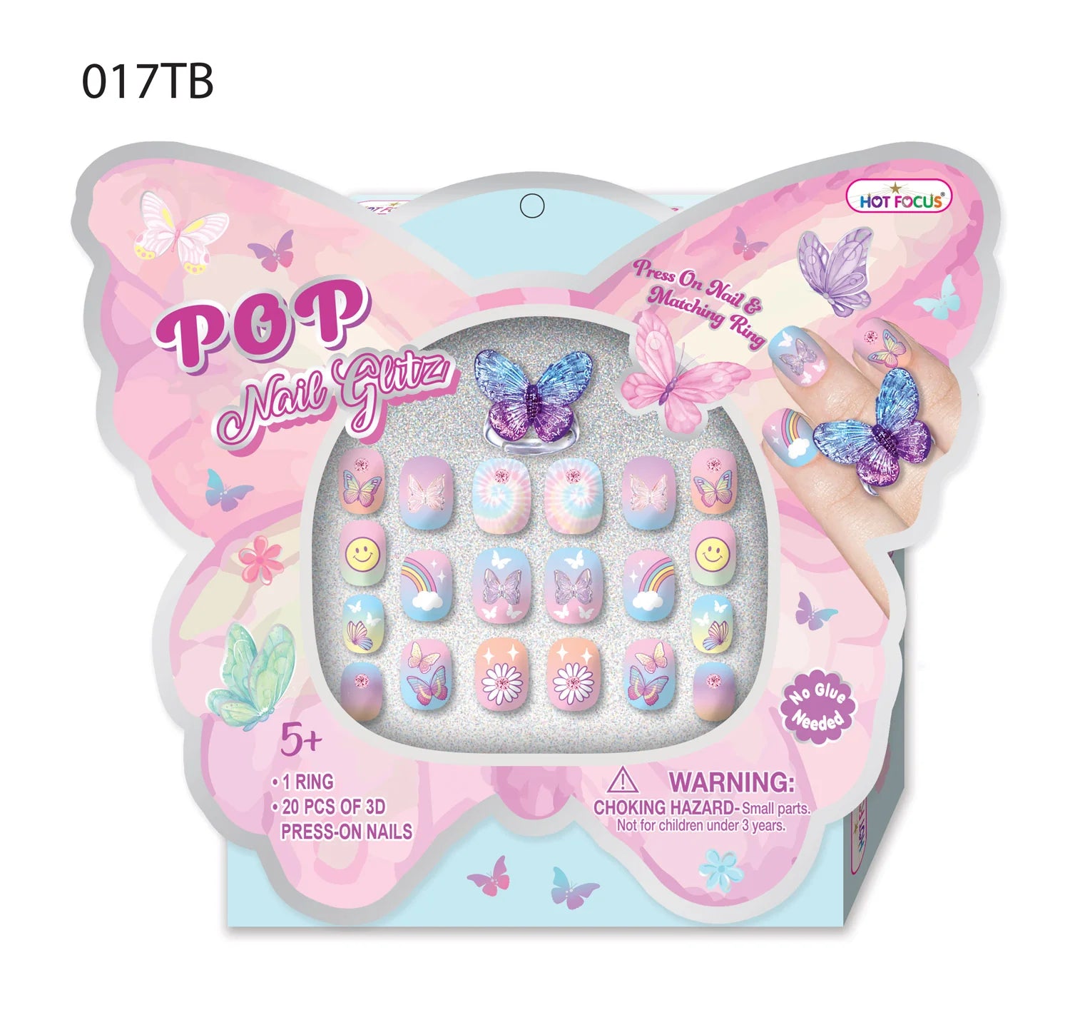 Tie Dye Butterfly Pop Nail Glitz Kit & Ring