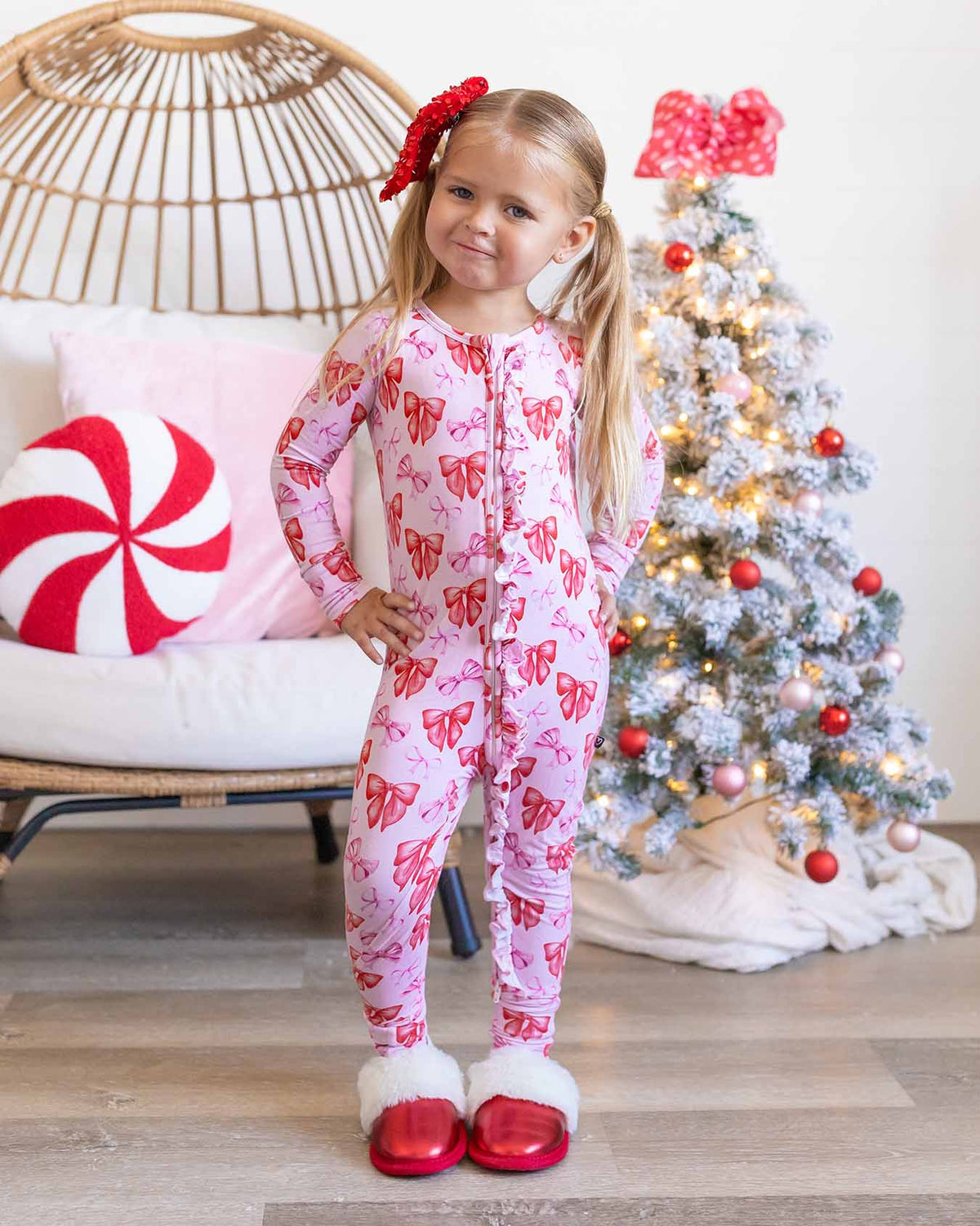 Lev Baby Ruffled Poppy Convertible Romper / Bows (Catalina)