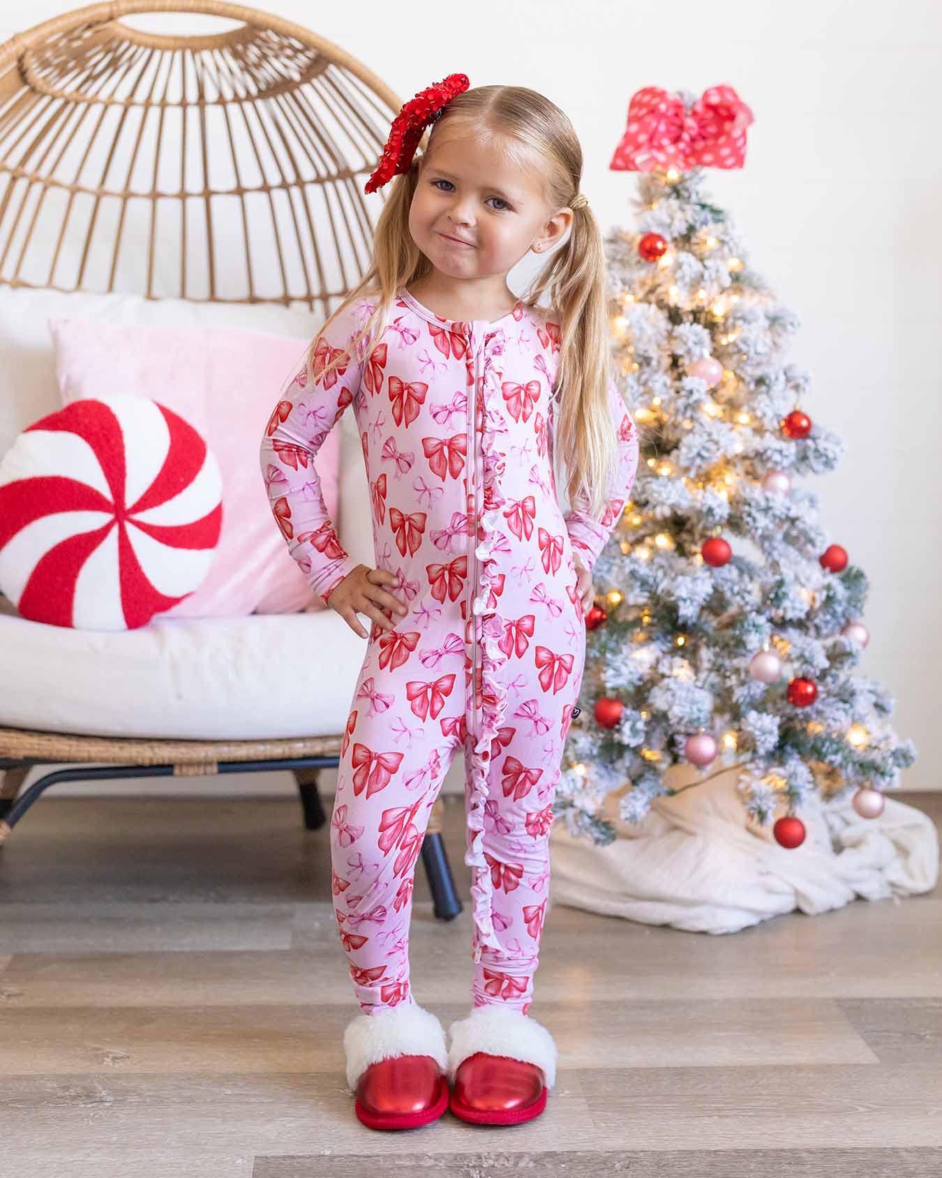 Lev Baby Ruffled Poppy Convertible Romper / Bows (Catalina)