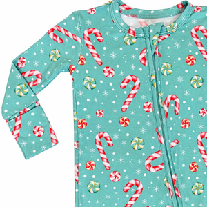 Lev Baby Zippered Footie / Candy Canes