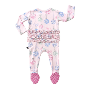 Lev Baby Ruffled Zippered Footie / Mariah Ornaments