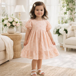 Eleanor Pink Eyelet Puff Sleeve Dress