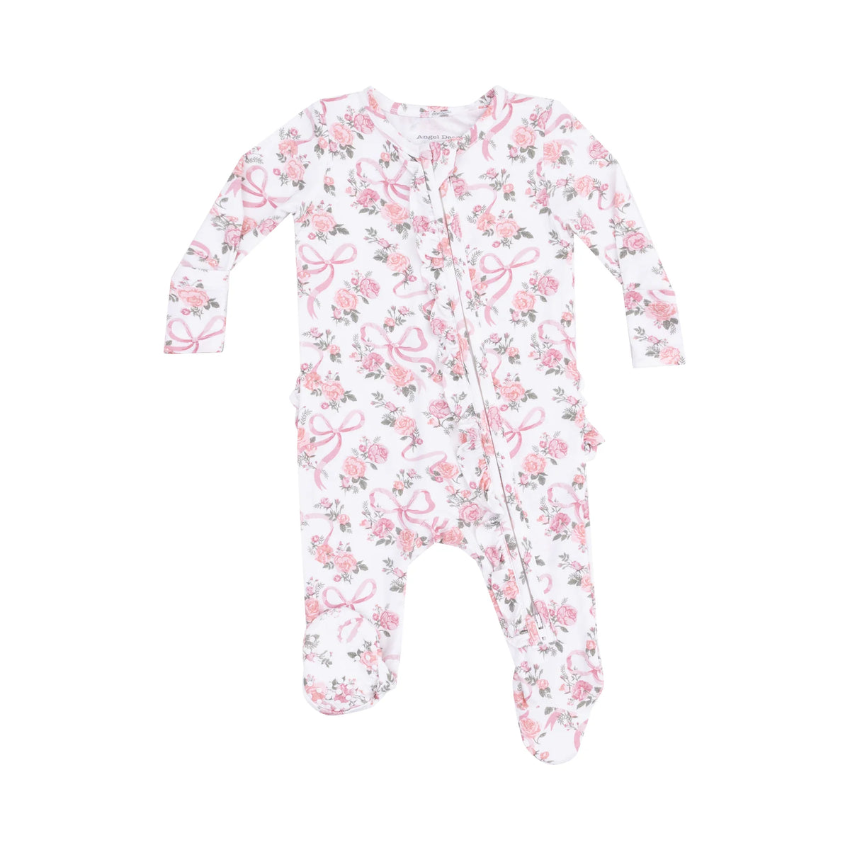 Ribbons & Flowers 2 Way Ruffle Zipper Footie