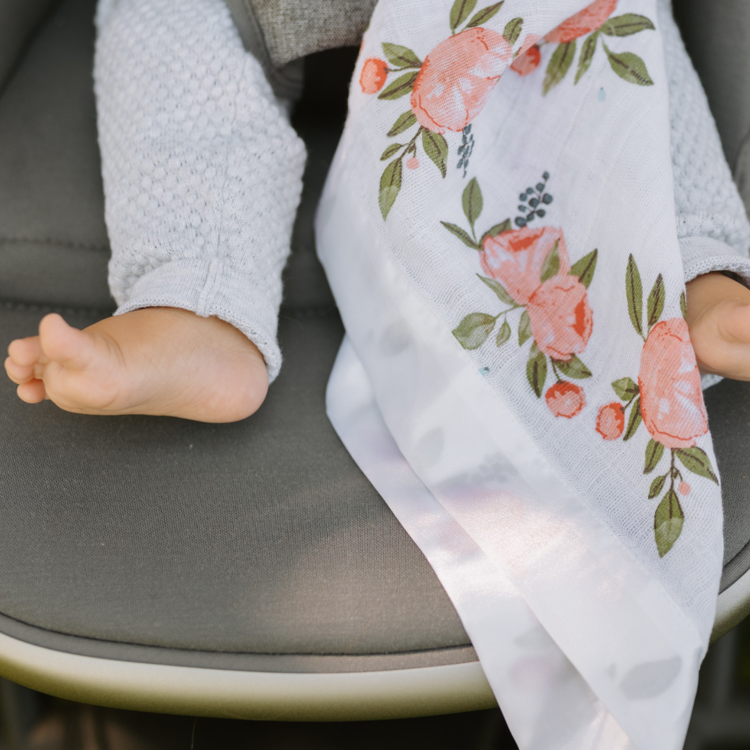 Little Unicorn Cotton Muslin Security Blanket 3 Pack / Watercolor Roses