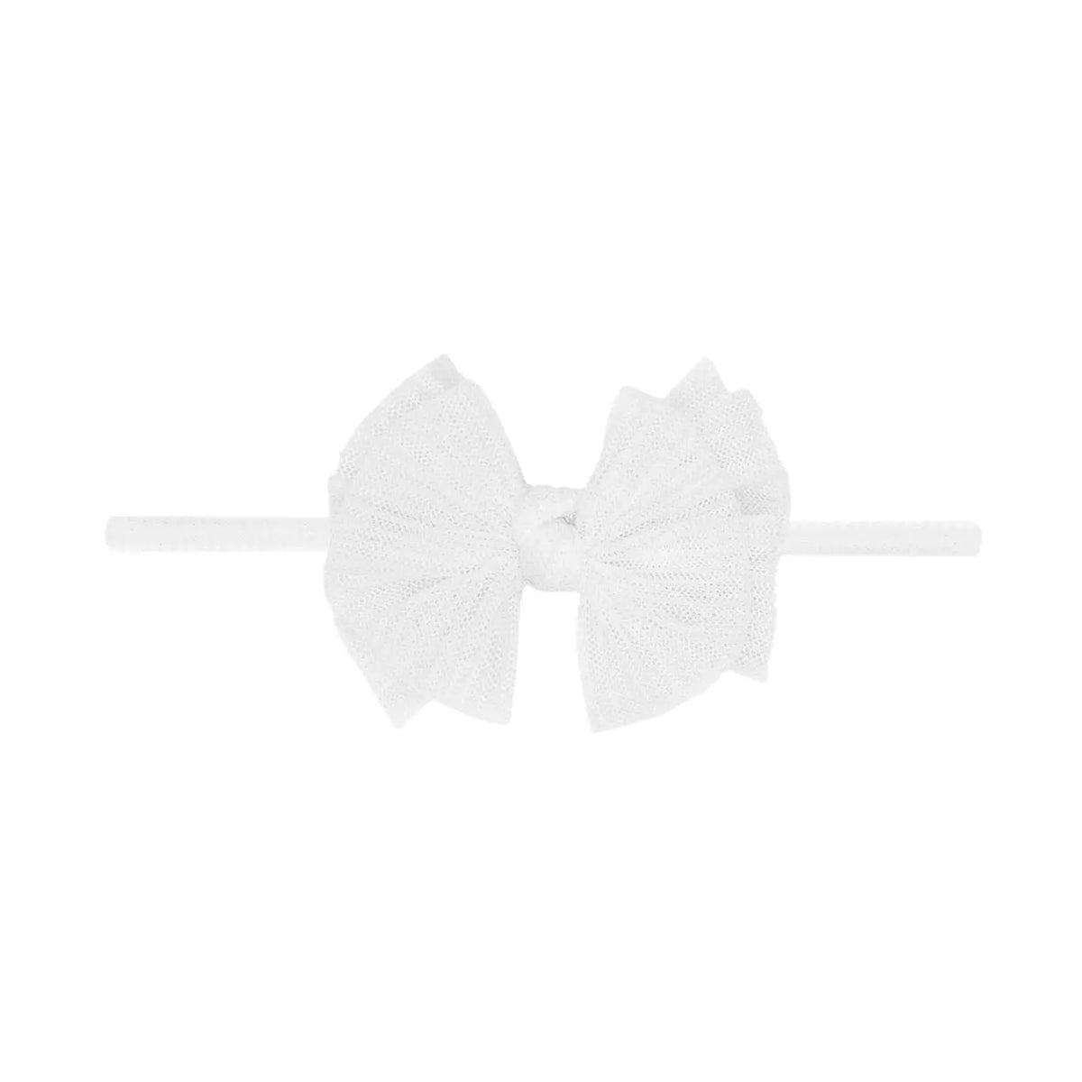 Tulle FAB Baby Skinny Headband / Pleated White