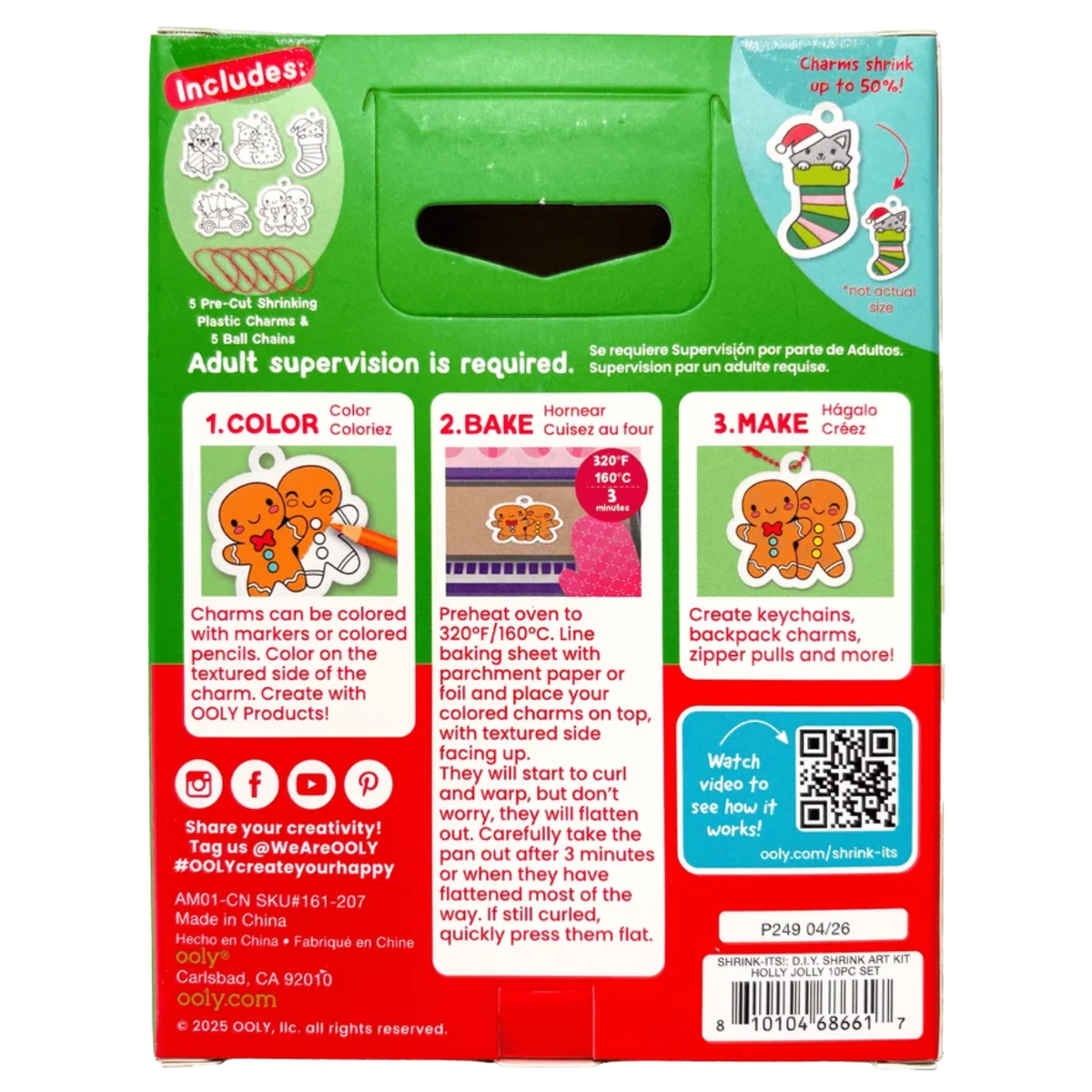 Ooly Mini Shrink-its! DIY Shrink Art Kit - Holly Jolly