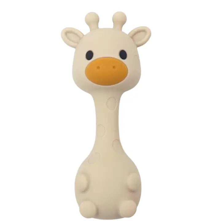 Three Hearts Silicone Giraffe Rattle / Beige