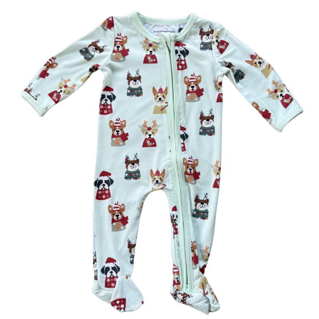 Babysprouts Footie Romper / Christmas Dogs