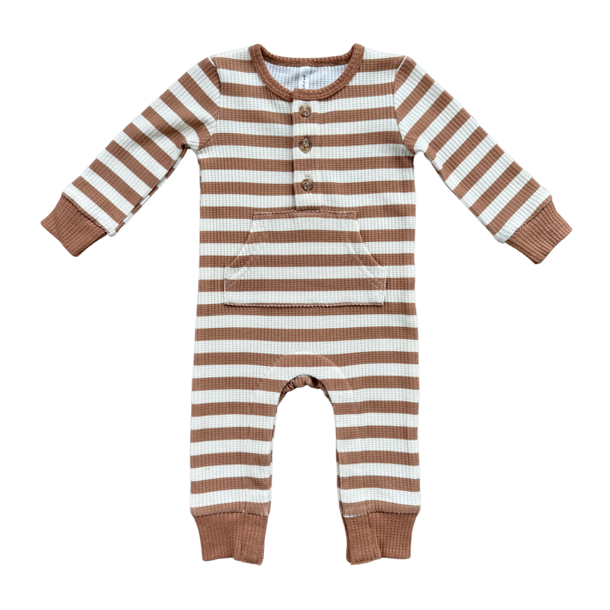 Babysprouts Waffle Romper / Caramel Stripe