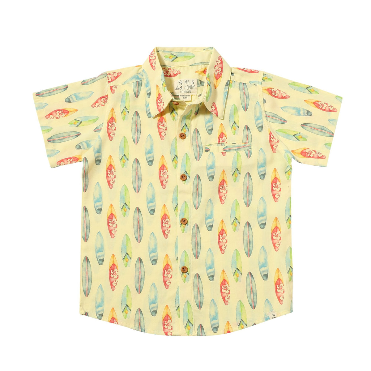 Me & Henry Maui Printed Shirt / Lemon Surfboards