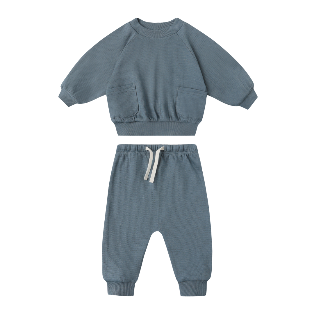 Quincy Mae Pocket Sweatshirt Set / Ocean
