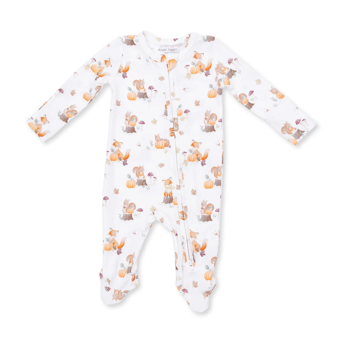 Woodland Animals with Pumpkins 2 Way Zipper Footie