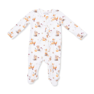 Woodland Animals with Pumpkins 2 Way Zipper Footie