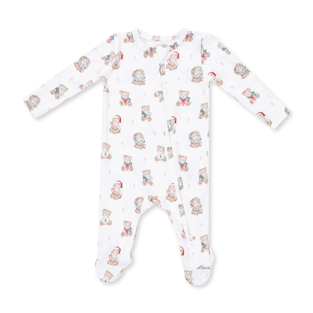Christmas Teddy Bears 2 Way Zipper Footie