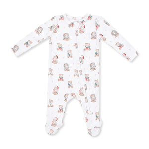 Christmas Teddy Bears 2 Way Zipper Footie