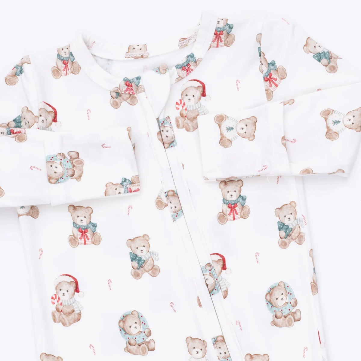 Christmas Teddy Bears 2 Way Zipper Footie