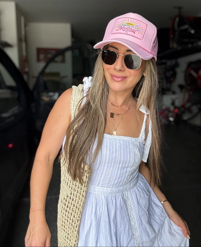 Strong as a Mother Sun Trucker Hat / Flamingo Pink