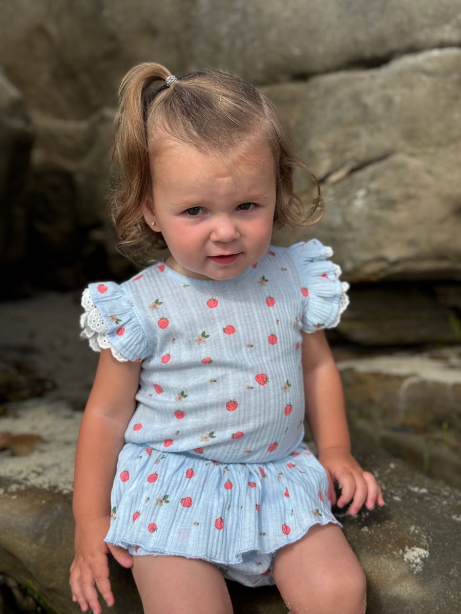 Vignette Amber Onesie & Skirt Set / Blue Strawberry