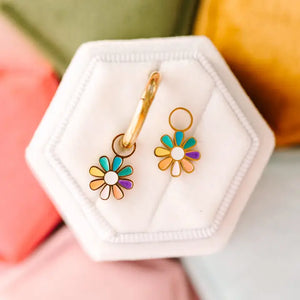 Pierced Rainbow Daisy Earring Charms