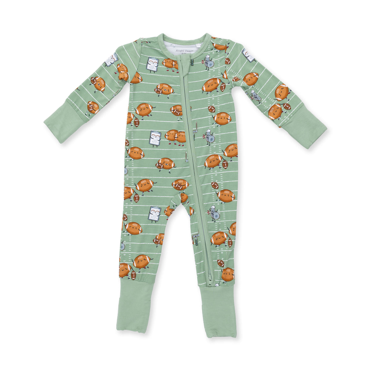 Footballs Playing Football 2 Way Zipper Convertible Romper