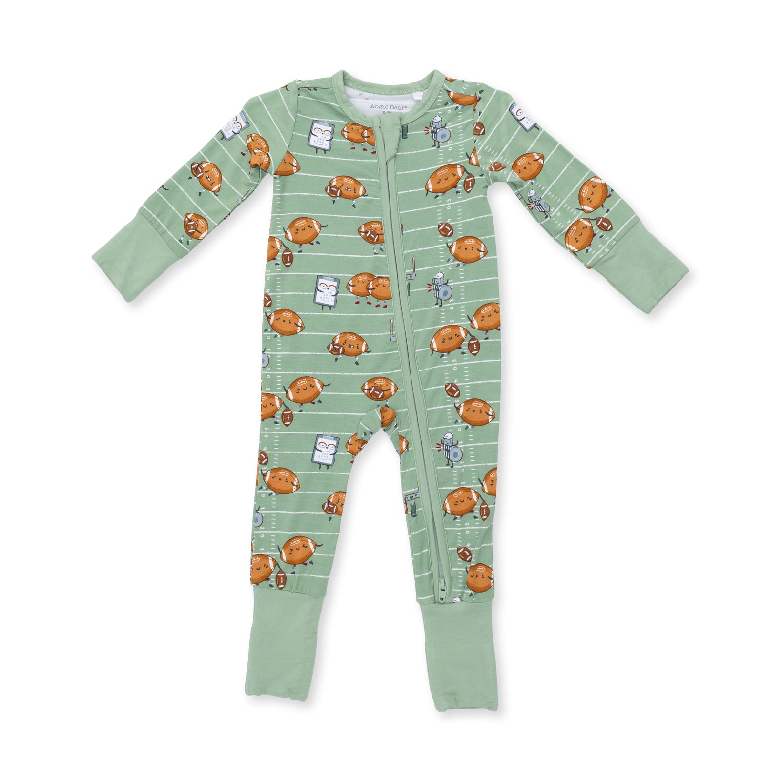 Footballs Playing Football 2 Way Zipper Convertible Romper