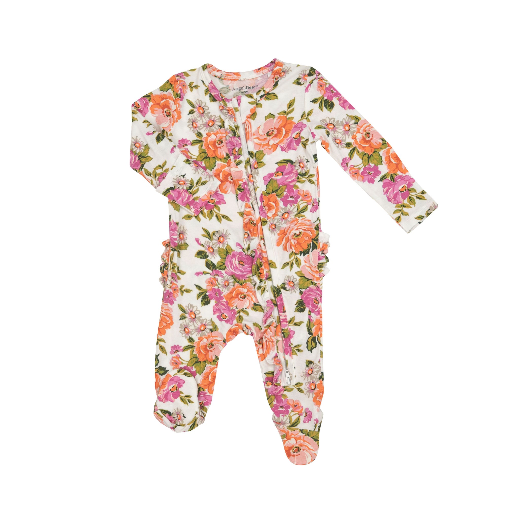 Angel Dear 2 Way Ruffle Zipper Footie / Wild Rose Floral