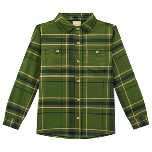 Long Sleeve Jungle Green Plaid Button Up Shirt