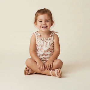 Organic Ruffle Jumpsuit / Cherry