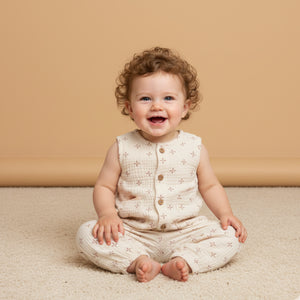 Organic Buttoned Jumpsuit / Cross