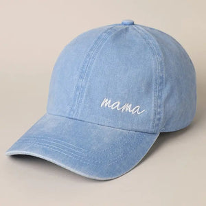 Mama Embroidered Baseball Hat / Denim Blue