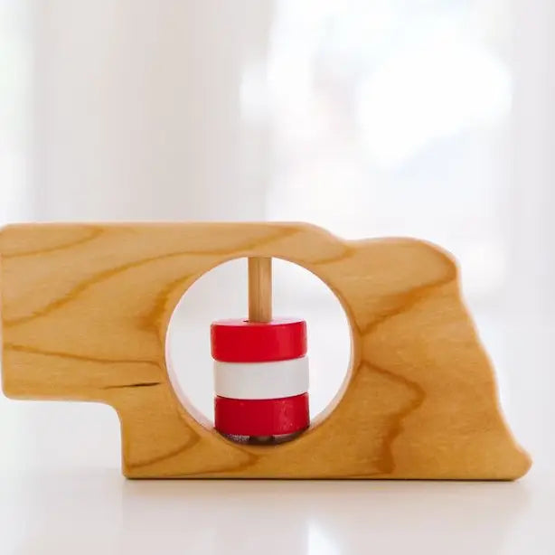 Nebraska State Wooden Rattle Teether