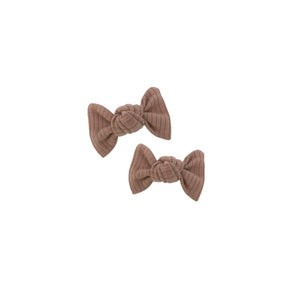 Ribbed Piggy Knots Hair Clips - Tan