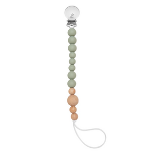 Colour Block Silicone + Wood Bead Pacifier Clip