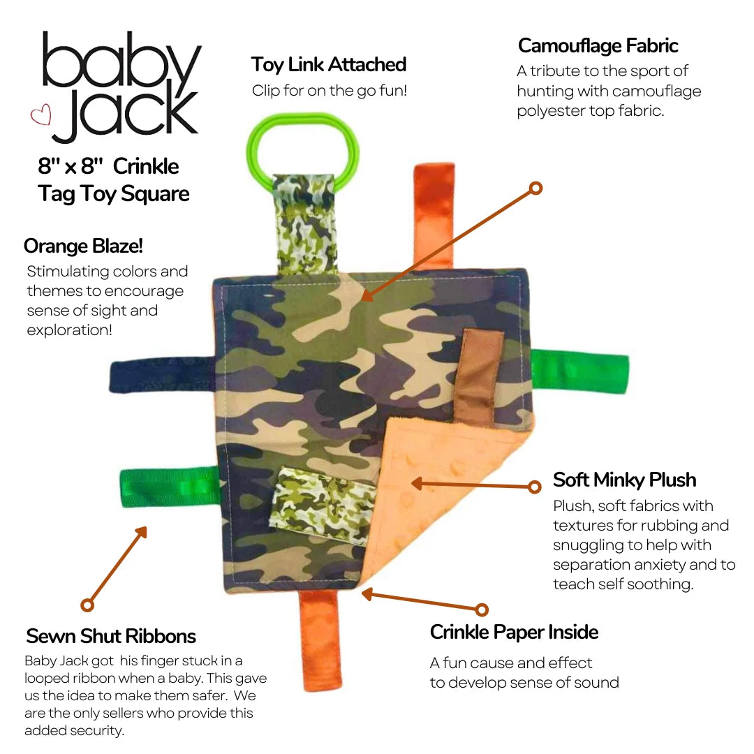 Baby Jack Crinkle Tag Square 8"x8" / Hunting Camo