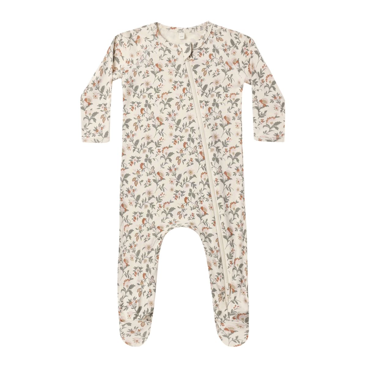 Quincy Mae Bamboo Zip Footie / Holiday Floral