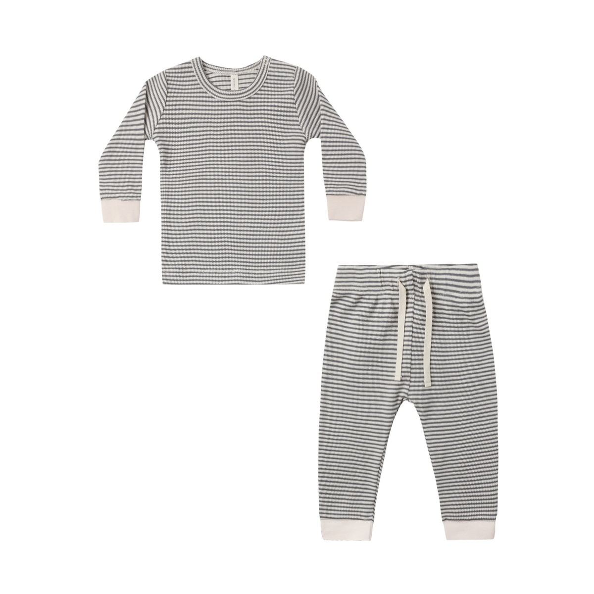 Quincy Mae Waffle Sleep Set / Midnight Microstripe
