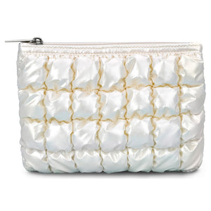 Pearl White Shiny Puffer Pouch