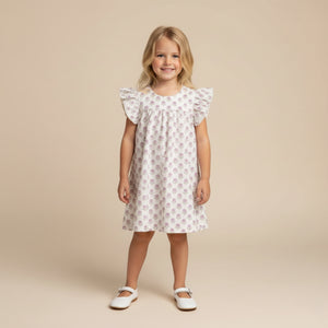 Organic Short Sleeve Flutter Dress / Lavender